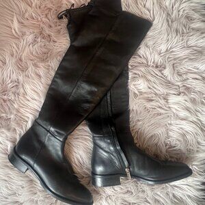 AquaItalia Black Leather Knee High Boots | Made in Italy | Size 9.5 (Fits 9)